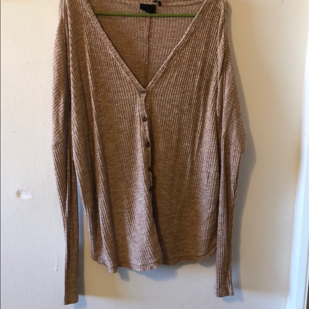 UO waffle knit button up